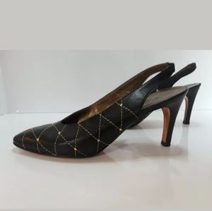 Vintage YVES SAINT LAURENT Quilted Slingback Heels